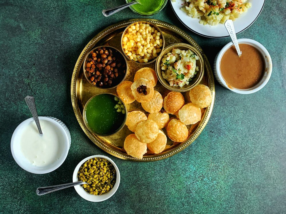Golgappa with spiced water served at the chaat counter